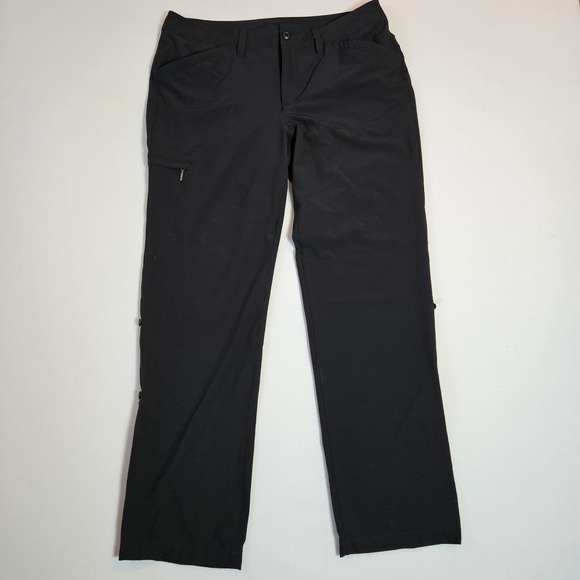 Eddie Bauer Guide Pro Pants Black Size 12 Womens Hiking Roll Tab Zip Pocket - Picture 1 of 7